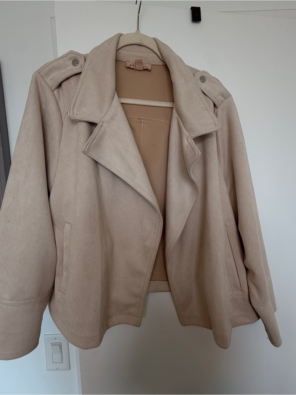 Philosophy Women’s Faux Suede Coat Jacket - Stylish Neutral Outerwear